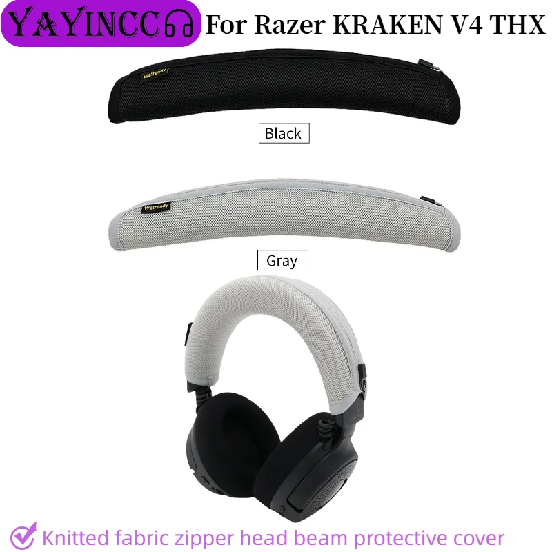 

Advanced feeling Headphone Head Beam Cover for Razer KRAKEN V4 THX Earphone Zipper knitted fabric headband protective cover