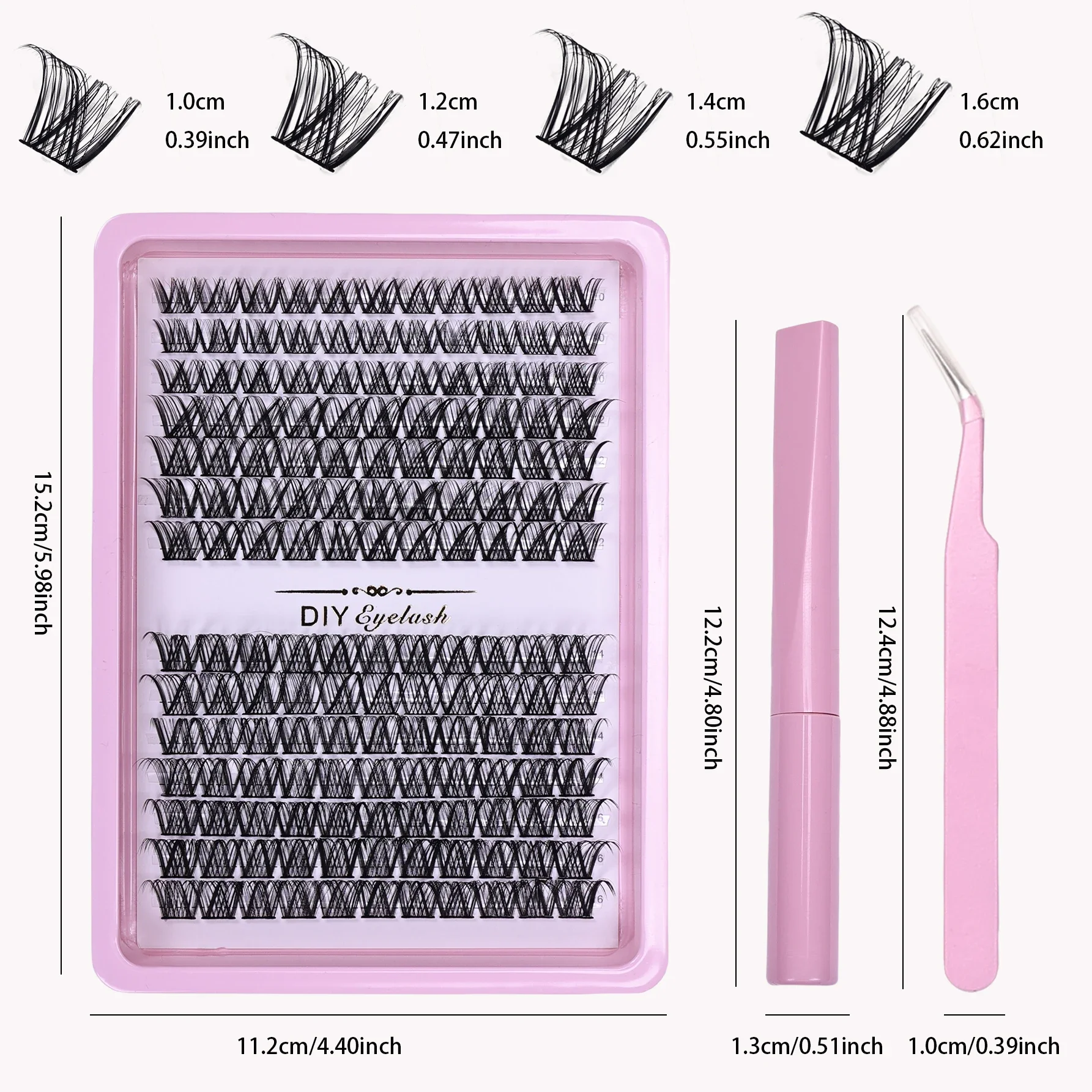 Kit di estensione ciglia finte fai-da-te da 154 pezzi con adesivo per ciglia, sigillante e pinzette, grappolo di ciglia individuali con ricciolo D