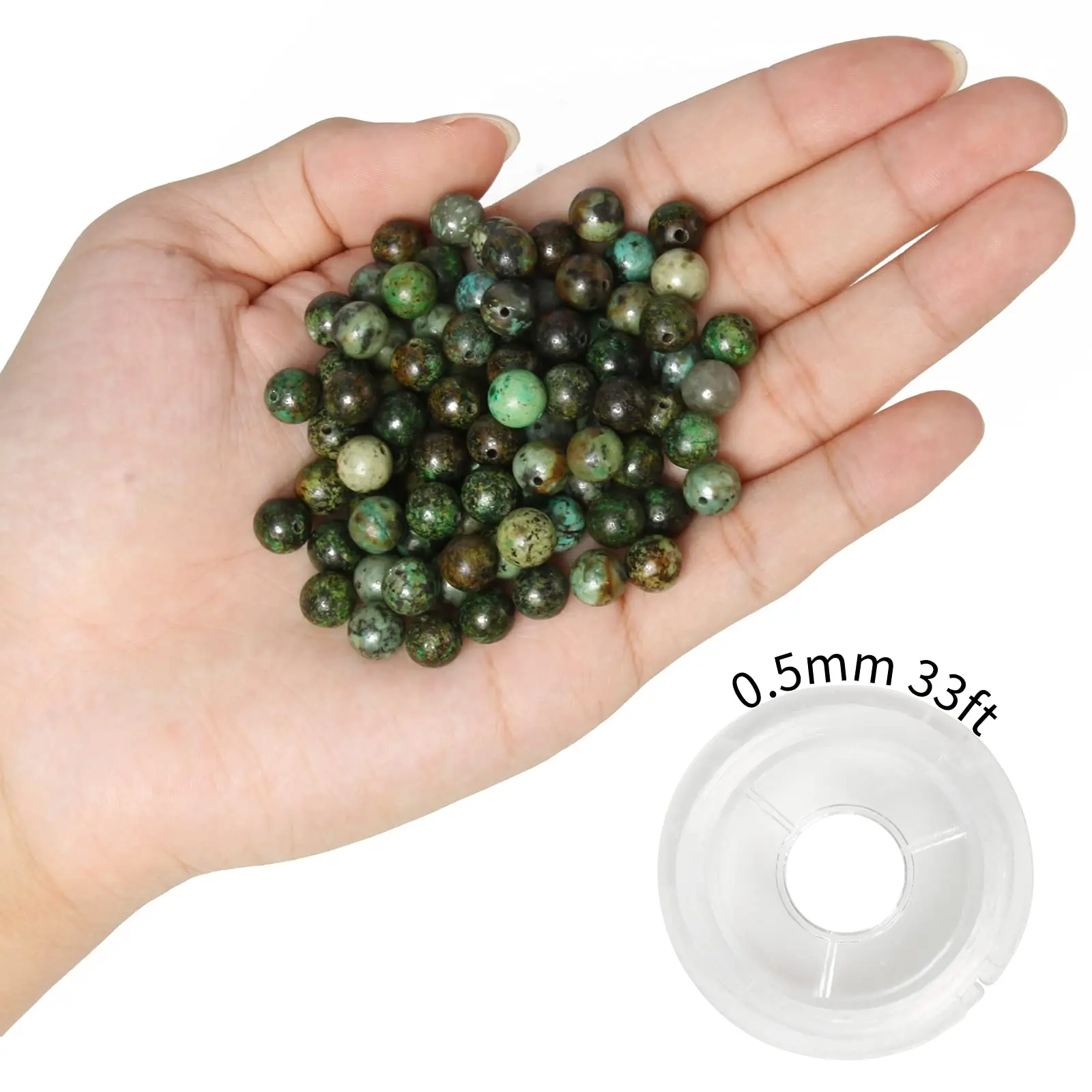 4/6/8/10mm Natural Stone Smooth African Turquoise Beads Loose Spacer Round Bead With Elastic Line For Jewelry Making Bracelet