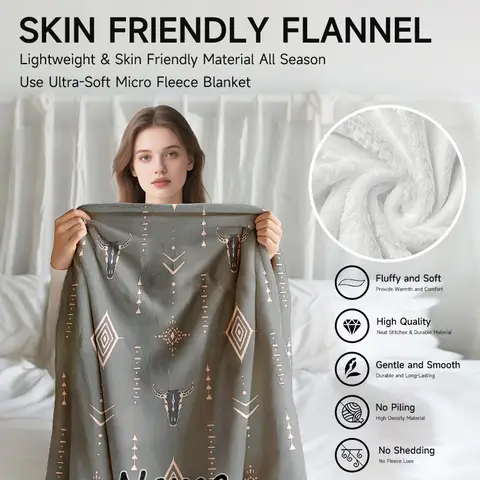 1 पीस कस्टम नाम टेक्स्ट ट्राइबल पैटर्न फलालैन कंबल सोफा बेड लिविंग रूम बेडरूम ऑफिस स्टडी सजावट के लिए उपयुक्त 8 best sales सर्दियों का कंबल - №6