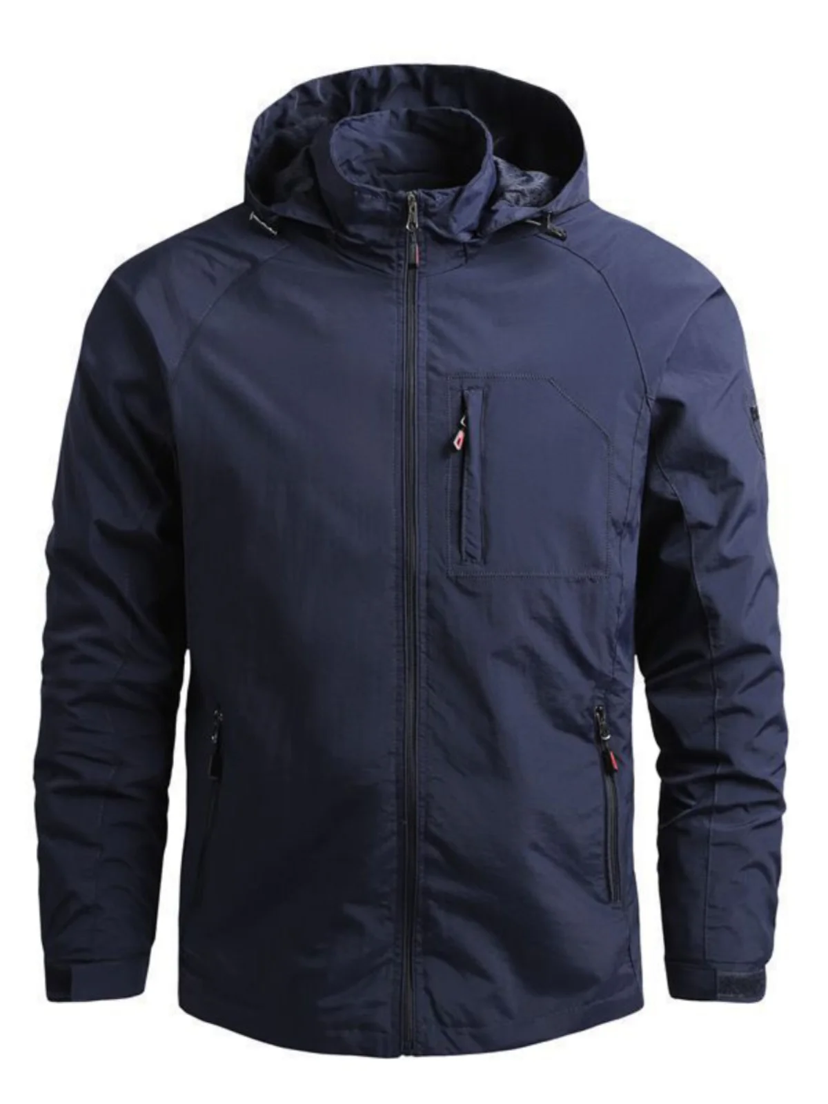 

Мужская демисезонная куртка-жакет свободного кроя в стиле милитари, однотонная, с воротником-стойкой, для работы, активного отдыха и путешествий, городской повседневный стиль