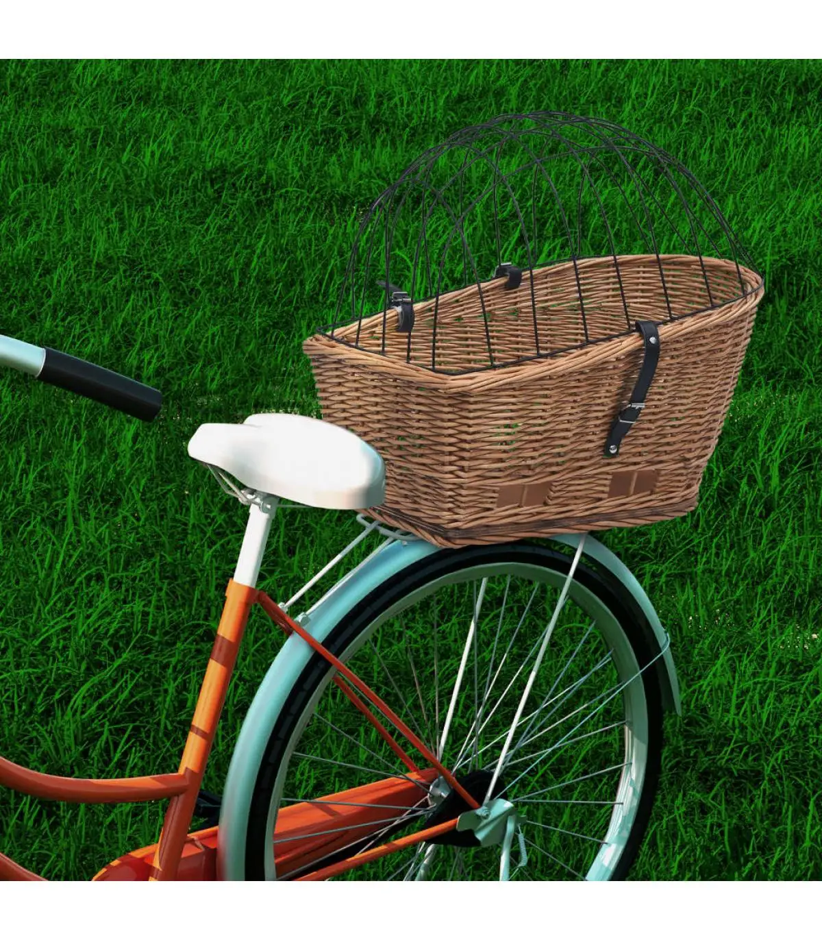 Bicycle baskets bicycle rear basket with natural Willow lid 55x31x36 cm