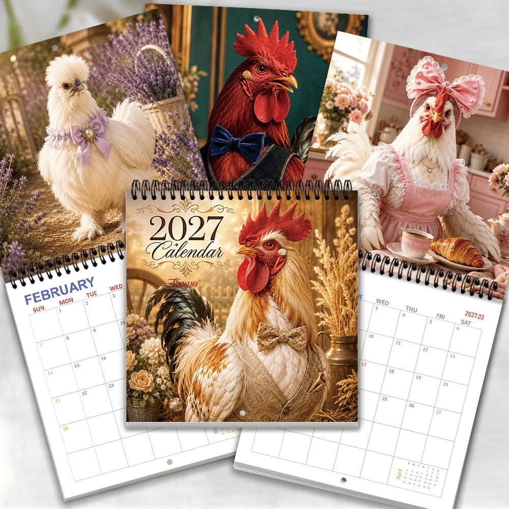 1pc 2027 Court Outfit Chick Wall Calendar,12‑Month Planner,Gift For Back‑to‑School,Christmas,New Year,Free Stickers Included