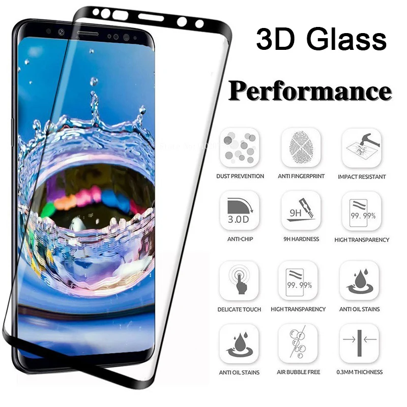 3D Hard Phone Screen Protective Glass for Samsung Note 8 9 10 20 9H HD Toughed Tempered Glass for Samsung Galaxy S10 S9 Plus