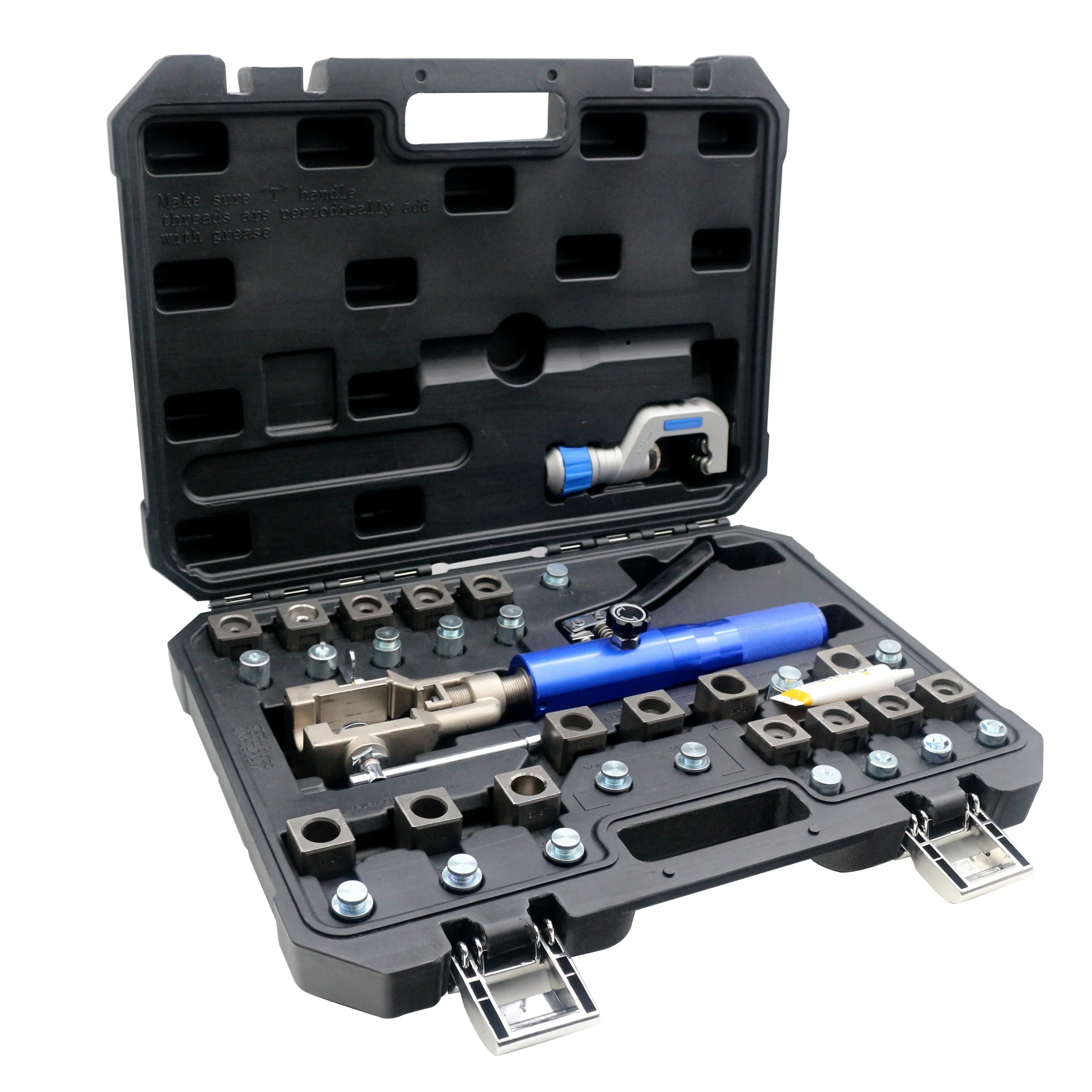 HYDRAULIC FLARING TOOL SET IG-72485 WITH GM TRANSMISSION COOLING LINE DIES AND ADAPTERS FOR BRAKE LINE