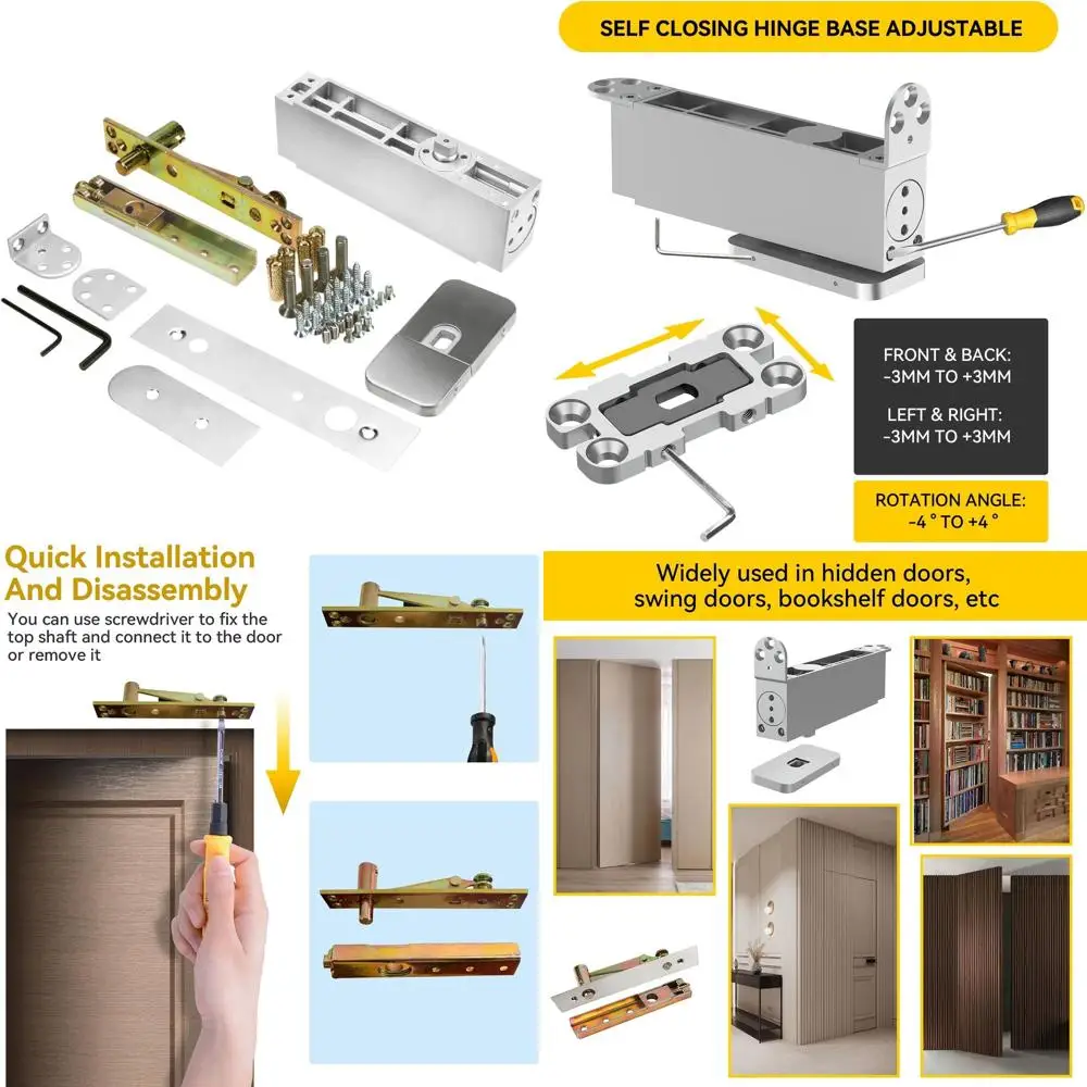 

Усиленный 360-градусный поворотный механизм ° Поворотные петли из нержавеющей стали для скрытых деревянных дверей, выдерживают нагрузку до 220 фунтов.