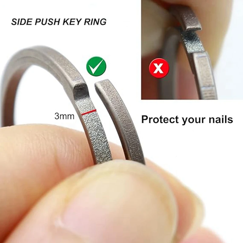 Titanium Key Ring, Quick Release Side-Pushing Ring, Super Lightweight Key Organizer, Outer Diameter 30MM, 5PCS Durable