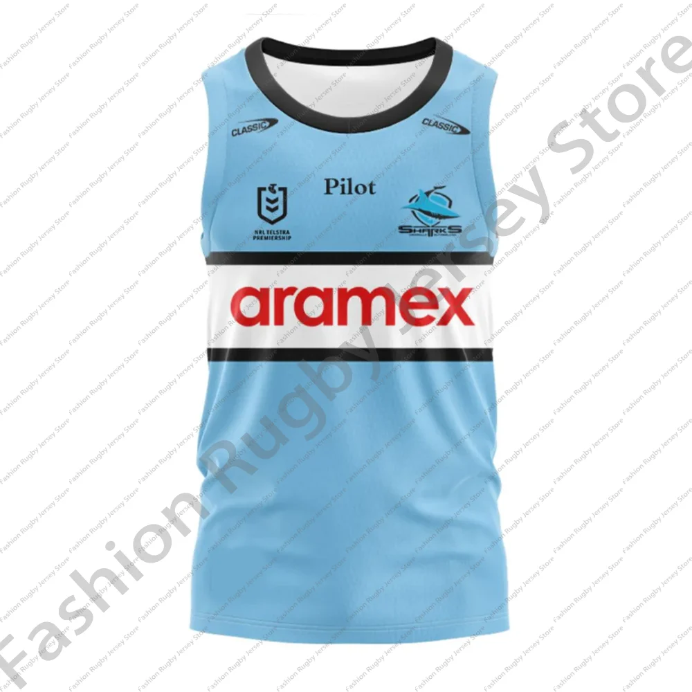 

Cronulla Sutherland Sharks 2025 Home Singlet Mens Rugby Jersey Boys Casual Sportwear Clothes Tee T Shirt Tank Top Waistcoat Vest