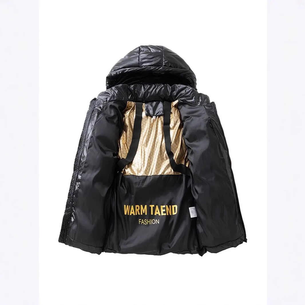 جديد الرجال الشتاء سميكة سترة قطن الذهب الأسود مقنعين معطف منتفخ دافئ في الهواء الطلق سترة يندبروف الشارع الشهير الموضة