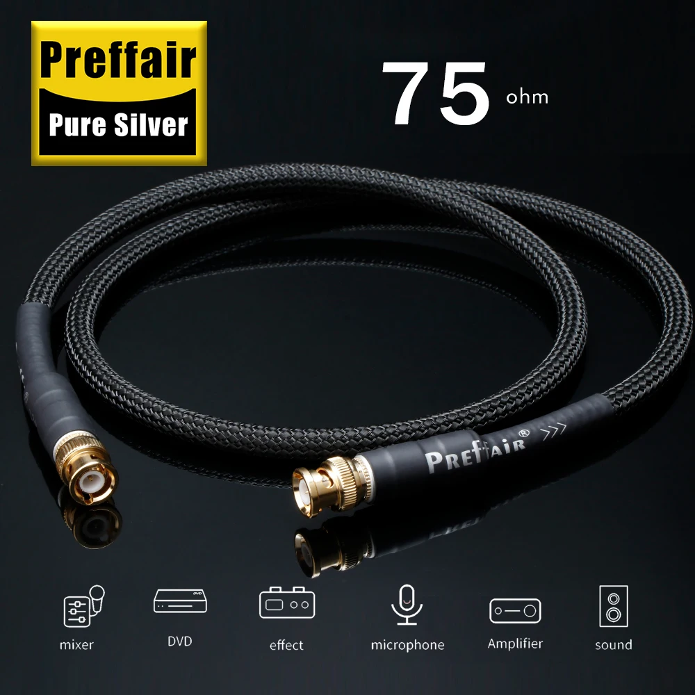 Premium Pure Silver BNC Coaxial Cable – HiFi HD Video/Audio Digital SMA Cable with Gold-Plated Plugs for Home Theater