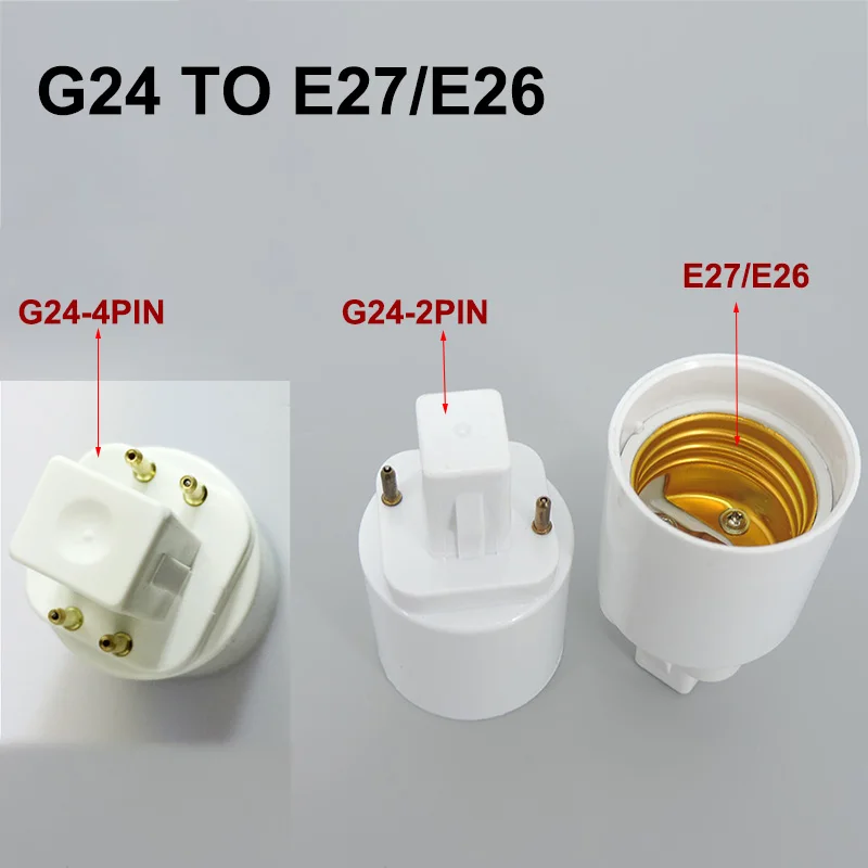 ABS LED AC G23 G24 To E27 power Adapter Socket Halogen CFL Light Lamp Base Converter G23 to E27 Bulb Holder 2pin 4pin 110V 220V