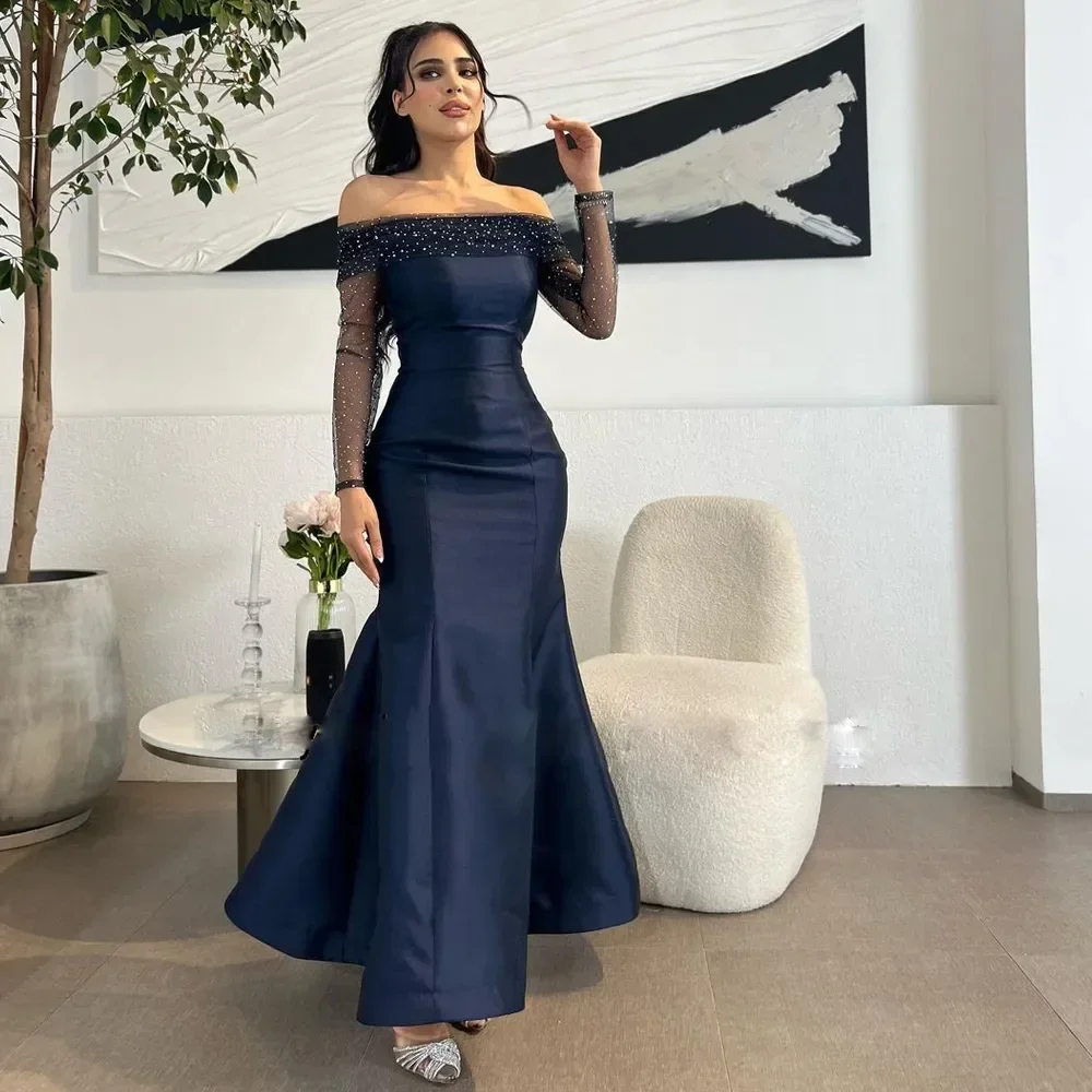 Sexy fashion mermaid off-the-shoulder Custom Evening dress Bag hip wedding Bridesmaid Elegant lady formal PROM party dress