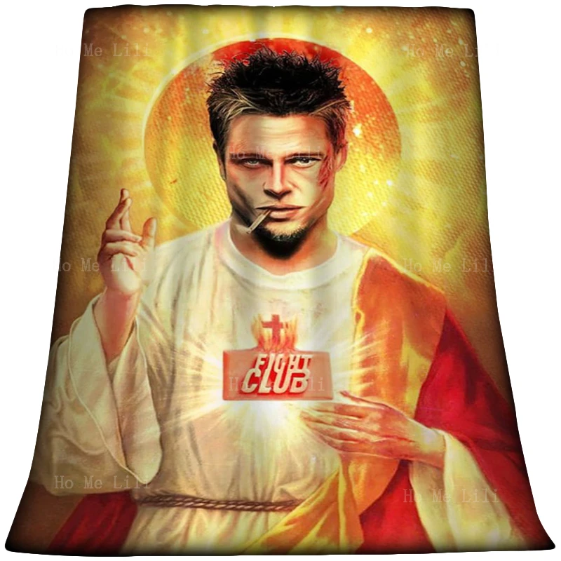 Artists Turn Famous Figures From Pop Culture Into Saints Brad Pitt And Male Singer Flannel Suitable For All Seasons Blanket