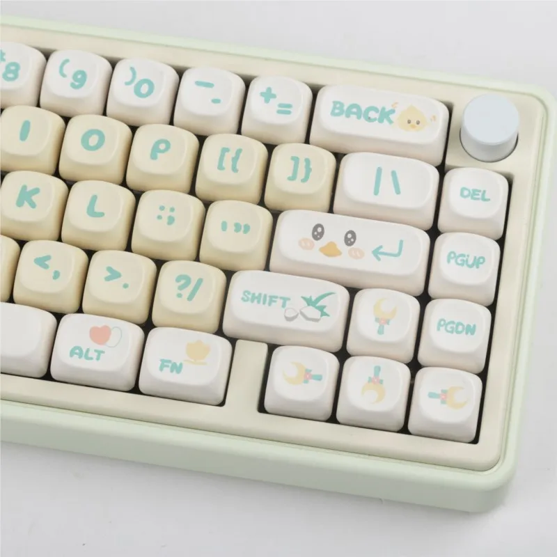 142 Keys MOA Profile Yellow Duck Theme Keycaps PBT Thermal Sublimation Customized Cute Key Caps For Mechanical Keyboard Key Caps