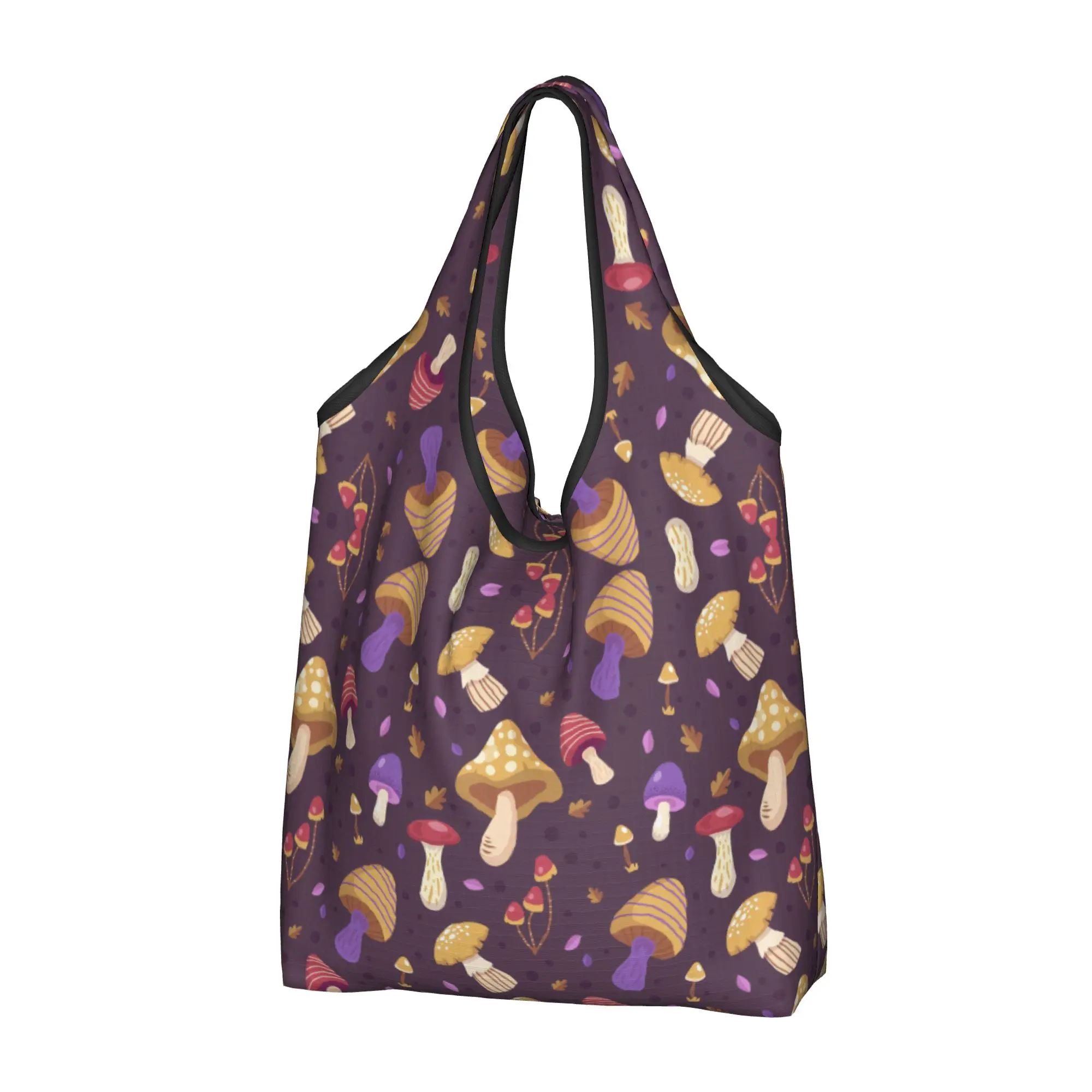 Recycling Mushroom pattern Shopping Bag Women Tote Bag Portable  Grocery Shopper Bags