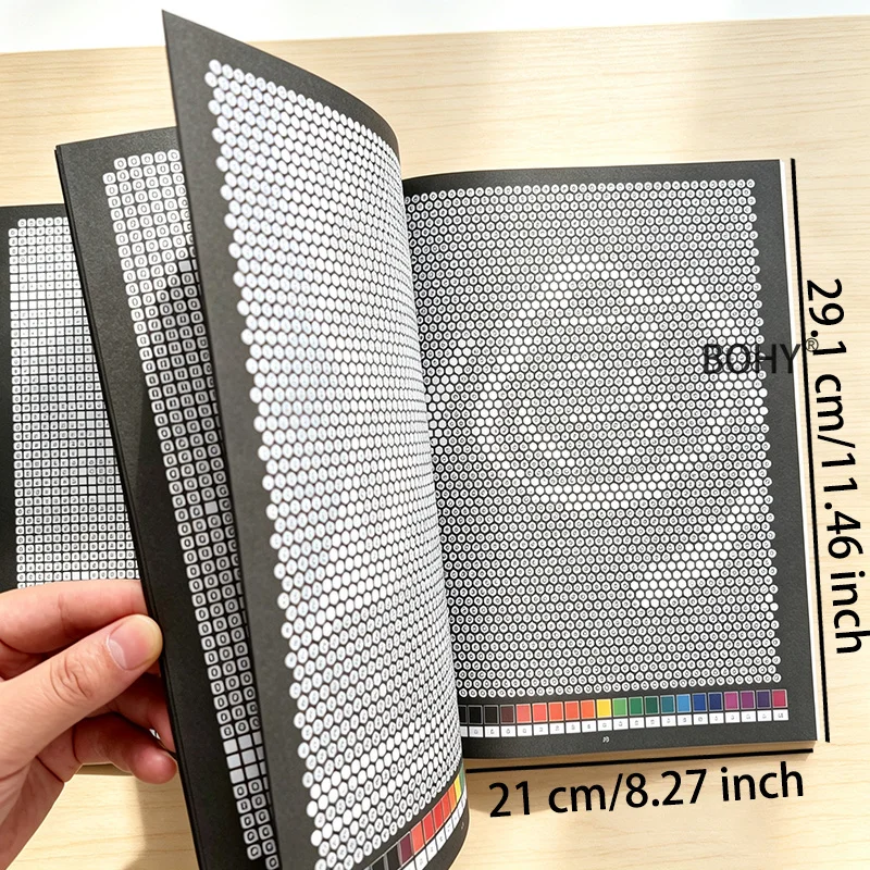 1 Mosaic Decryption Coloring Brochure, Dot Matrix Digital Encoding, Hidden Mysterious Art Patterns, 32 Pages Adult Decompression