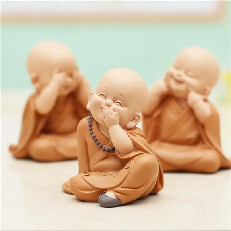1pc Monk Figurines Car Decoration Crafts,Home Decor Kungfu Monks Figure Car Ornament Buddha Boy Accessories Figurines Tea Pet - Image 2