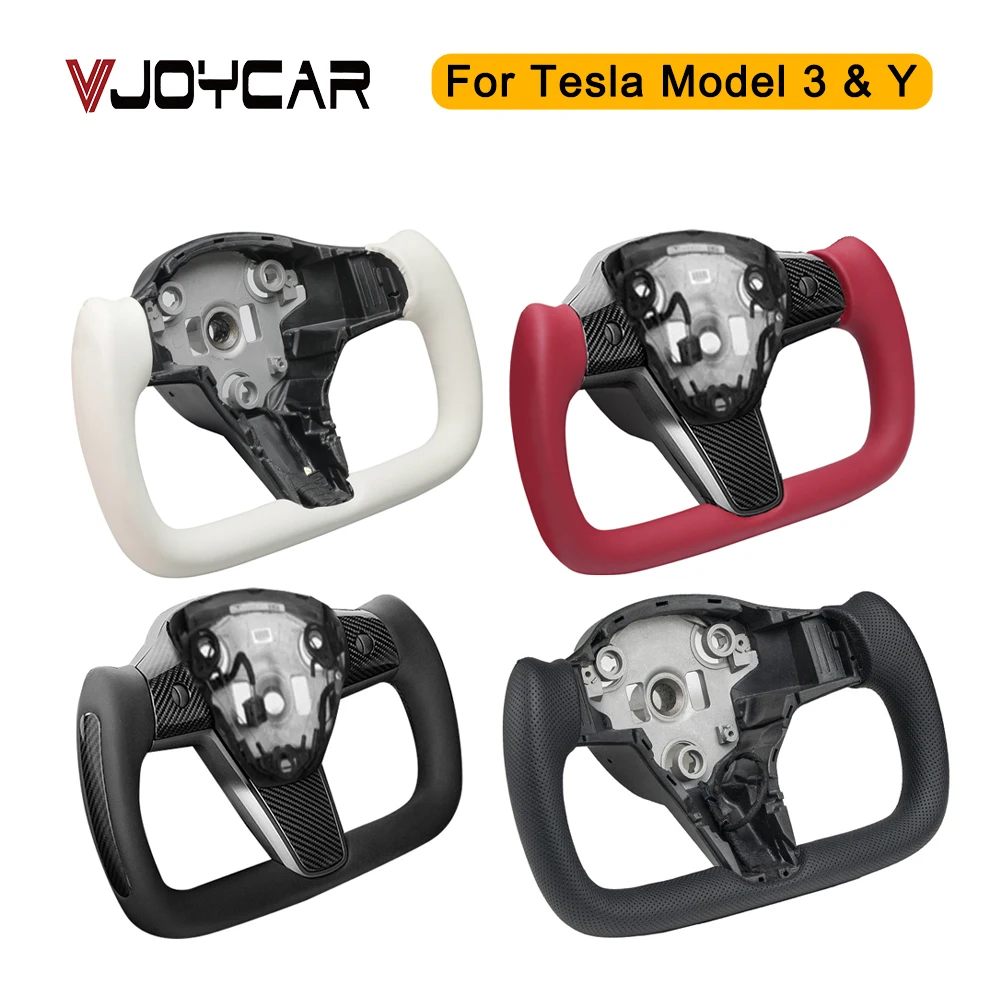 Voor Tesla Model 3 Model Y 350Mm Juk Stuur Met Verwarming Gepersonaliseerde Race Leder Koolstofvezel Aangepaste Versie