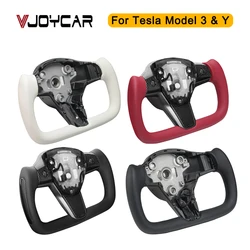 For Tesla Model 3 Model Y 350mm Yoke Steering Wheel with Heating Personalized Racing Leather Carbon Fiber Customized Version