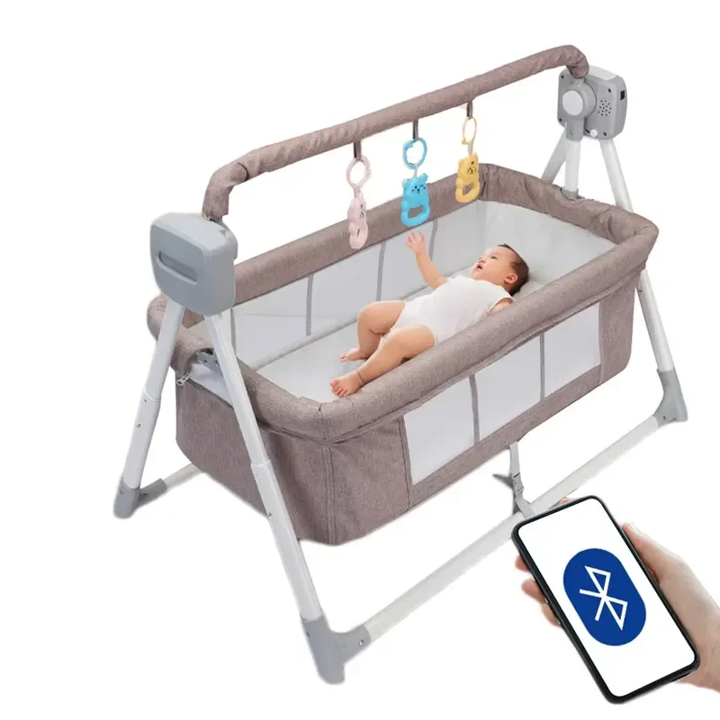 Electric Baby Swing Cradle Toddler Rocking Chair with Cotton Trampoline and Hanging Toys for Sleeping Play Wholesale