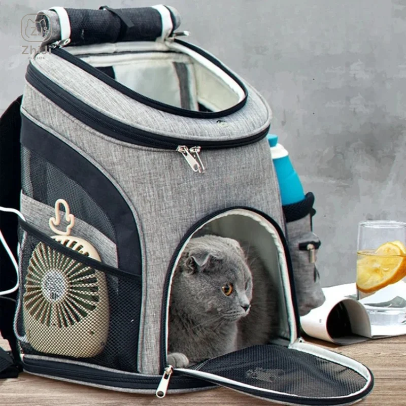 Double Shoulder Folding Pet Bag Breathable Eco Friendly Cat And Dog Carrier For Travel Environmentally Kind Journey Backpack