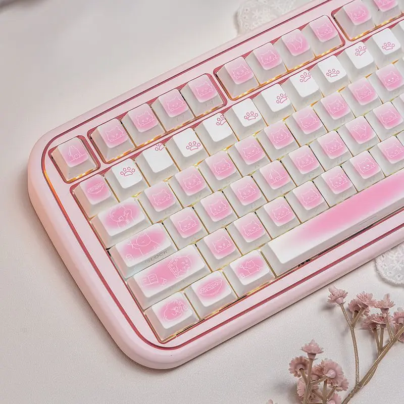 Rouge Cat Cute Transparent Keycap PBT Keyboard