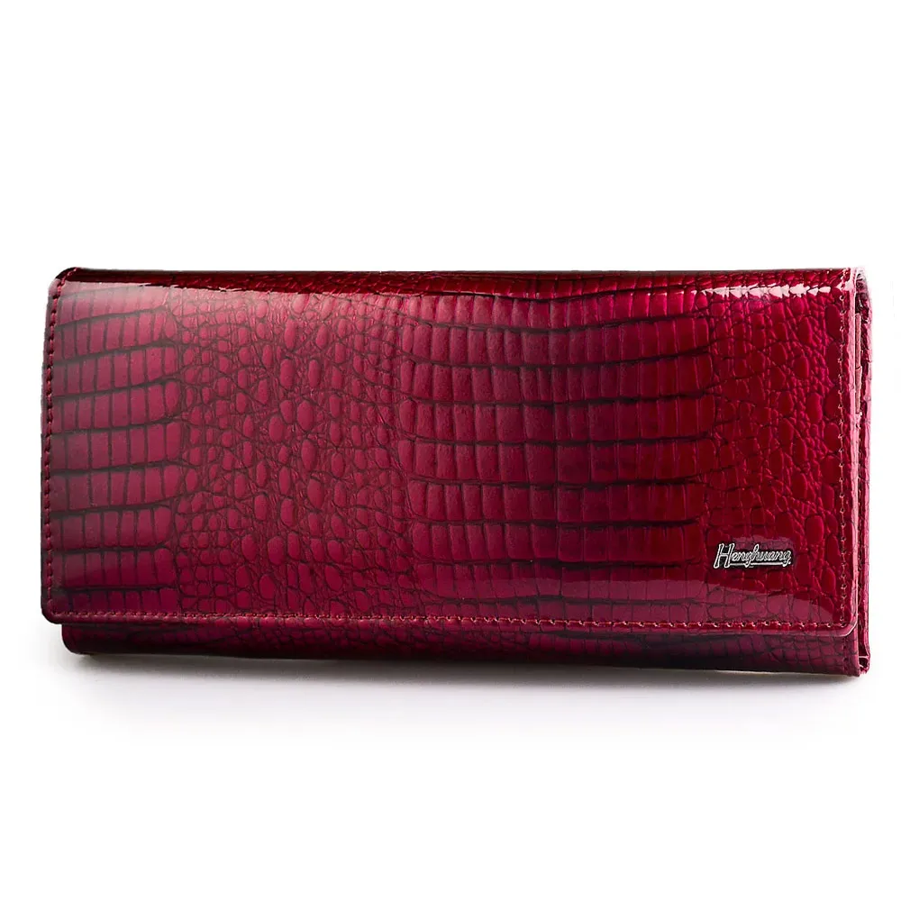 HH-Portefeuille Alligator Long en Cuir group pour Femme, Pochette, Porte-Monnaie, Loquet de Luxe, Brevet Crocodile