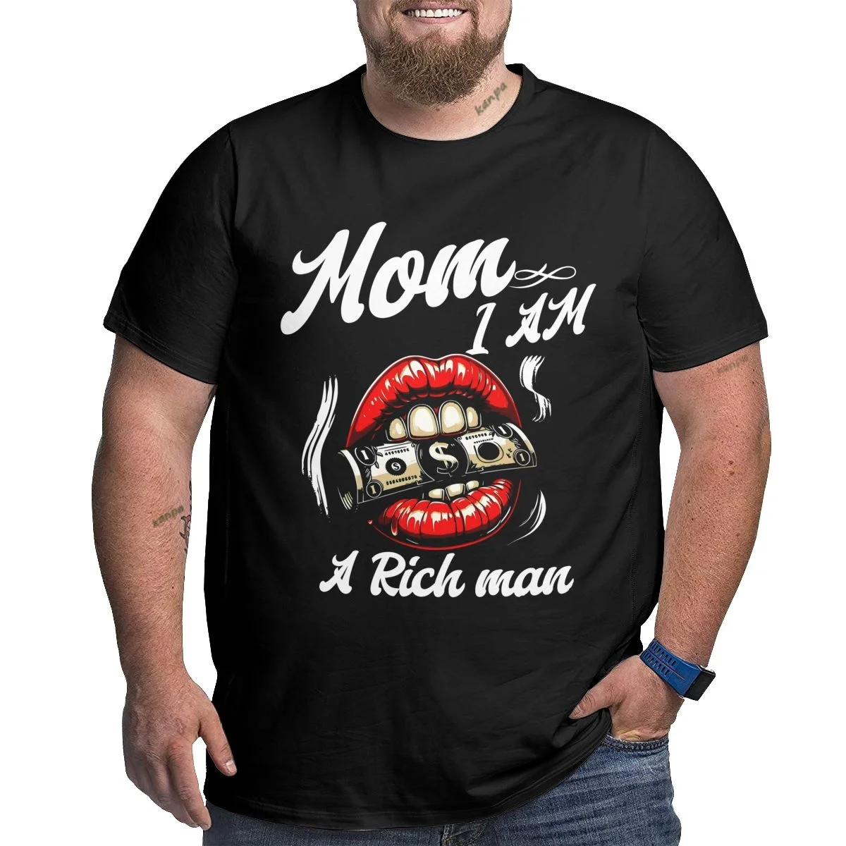 

Mom I am A Rich Man Мужские футболки больших размеров Oversize Хлопковые футболки с графическим рисунком Мужские футболки для больших и высоких 1XL-6XL Свободная одежда