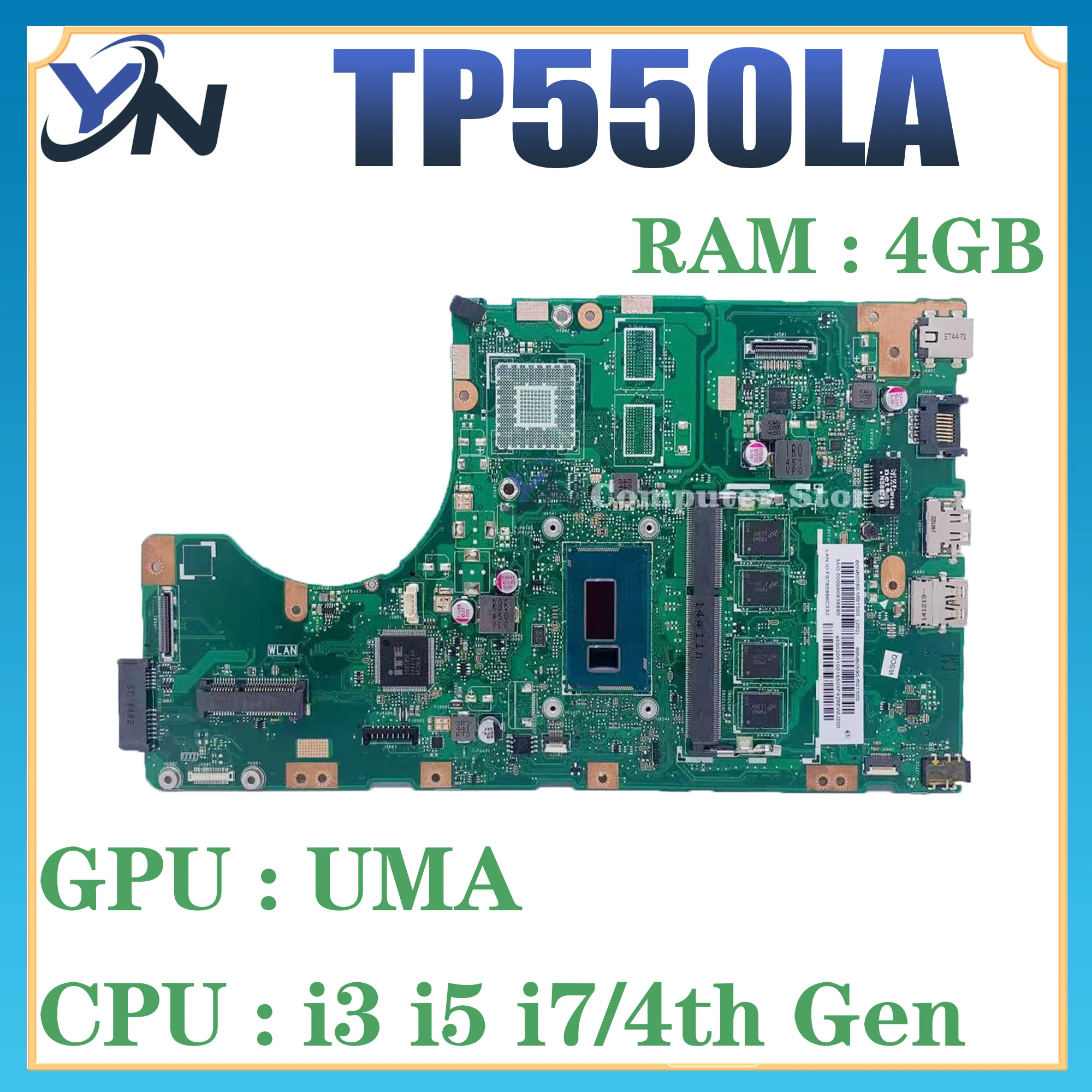 TP550LN Notebook Mainboard For ASUS TP550L TP550LD TP550LJ TP550LA Laptop Motherboard I3 I5 I7 4th Gen 4GB/RAM GT820M/UMA