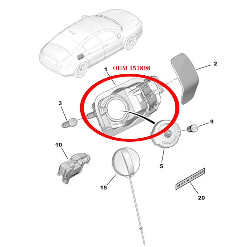 Adatto per Citroen C5 coperchio serbatoio carburante tappo carburante shell OEM 151898