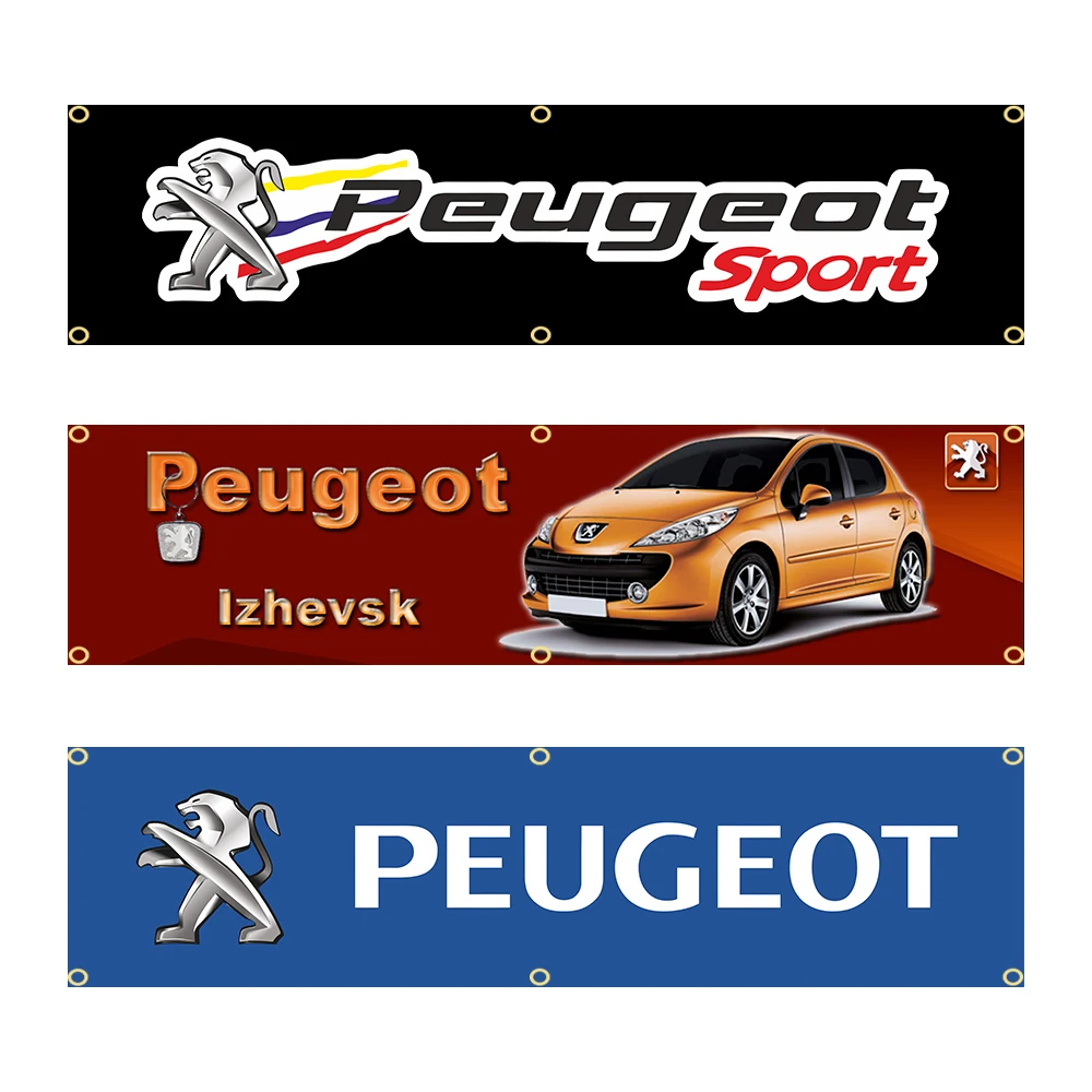 60X240cm Peugeots Sport Car Racing Banner Flag Polyester Printed Garage or Outdoor Decoration Tapestry