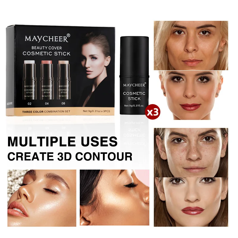 Flower Knows Glitter Highlighter Bronzer Contour Stick do twarzy Róż w proszku Kremowy makijaż Kosmetyki