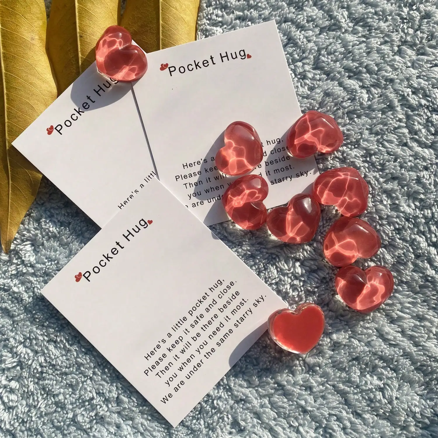 1pc, A Tiny Little Pocket Hug Poem Card,Thinking Of You Gift Cute Resin Animal Decoration With EncouragingGreeting Card
