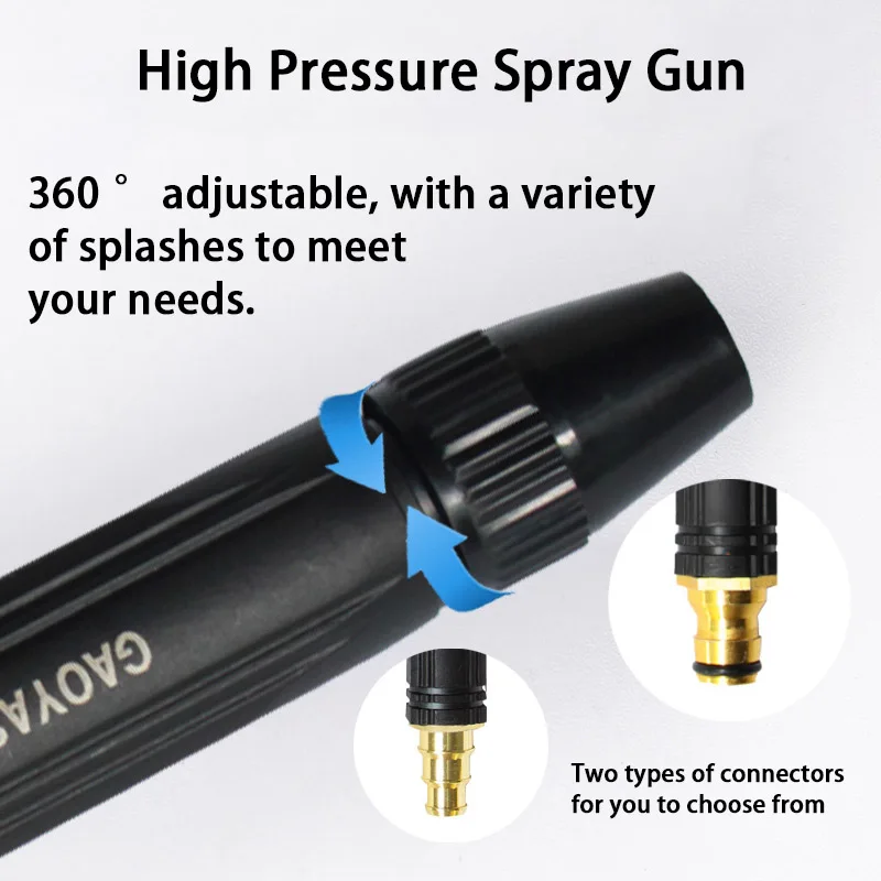 Portable High Pressure Washing Water Gun Adjustable Direct Spray Car Wash Nozzle Home Garden Watering Gun 1/2'' Copper Coupling image 3