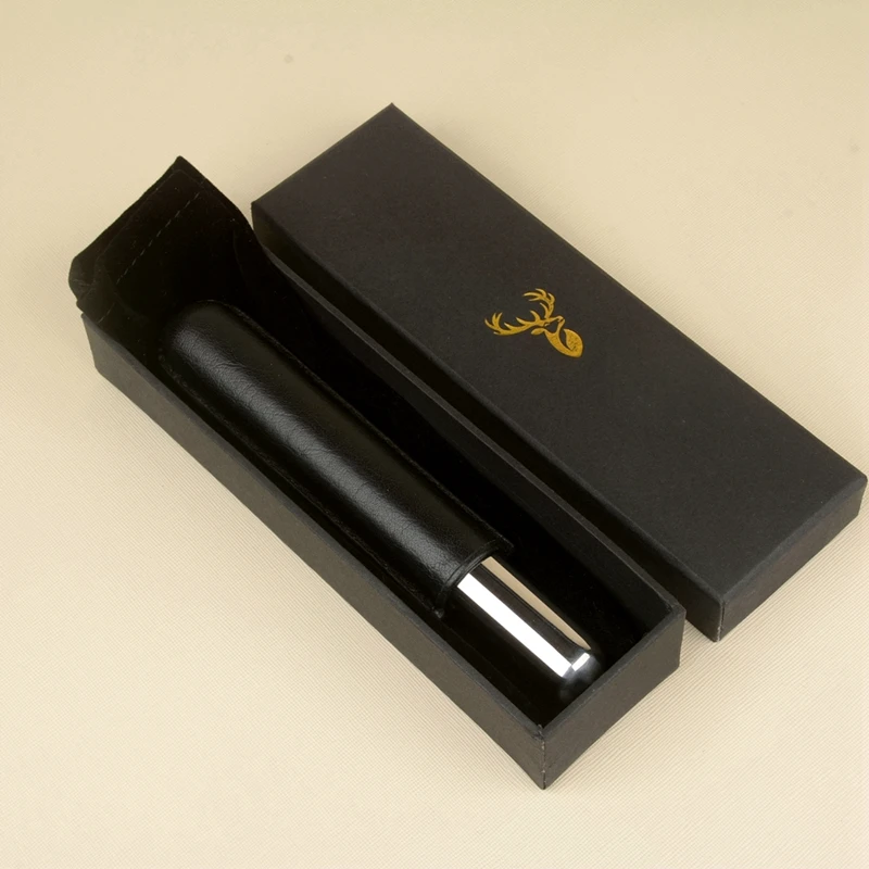 Real Leather Cigar Tube Stainless Steel Cigar Holder 20mm Mini Humidor Durable Cigar Case  Best Smoking Accessory