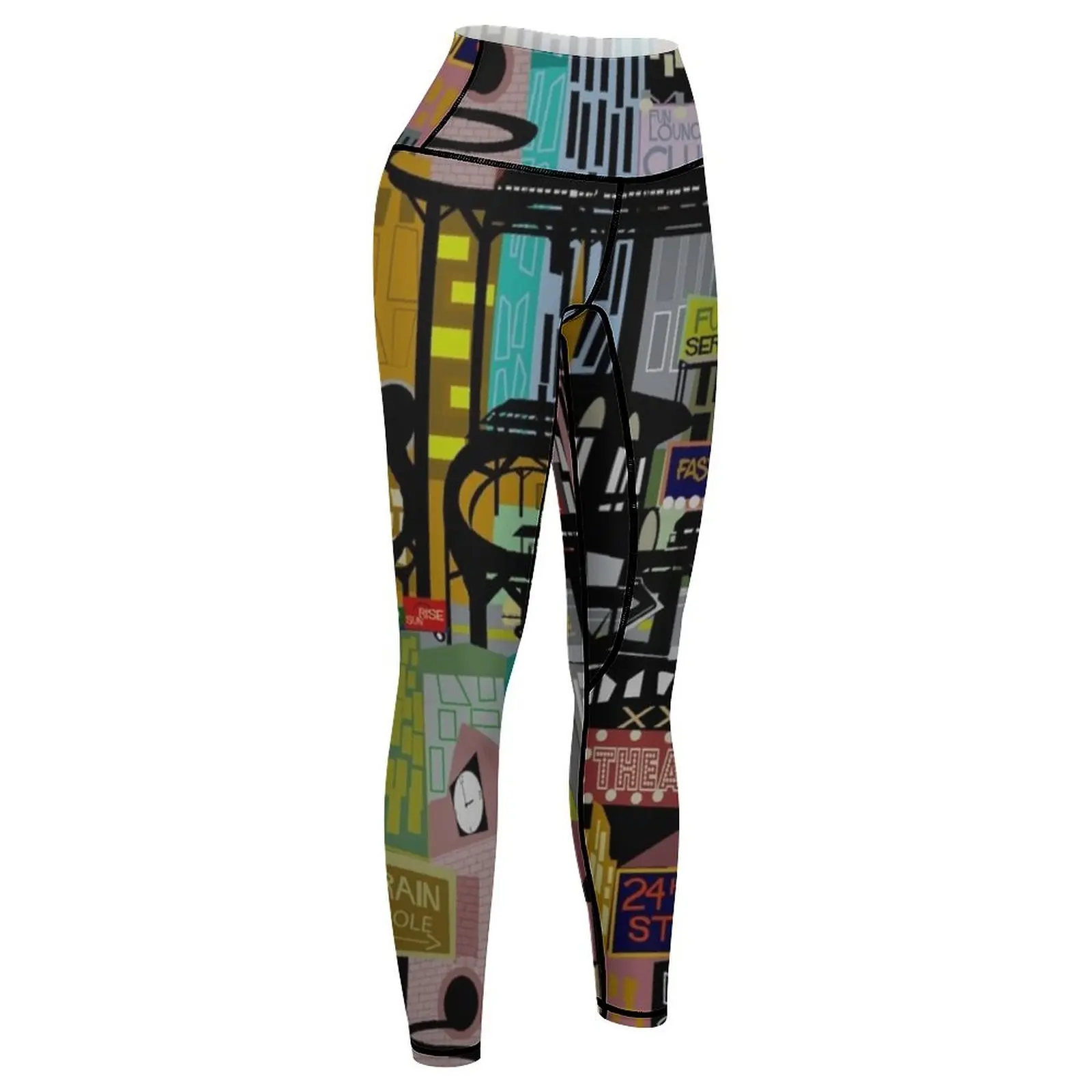 Leggings de Ciudad de mediados de siglo para mujer, camisas deportivas, ropa de entrenamiento de gimnasio, Leggings