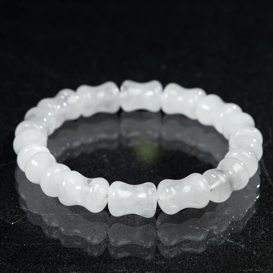 

TIMESWIND Authentic White Crystal Natural Bamboo Beaded Men Women Fashion Bracelet Jewelry with Certificate