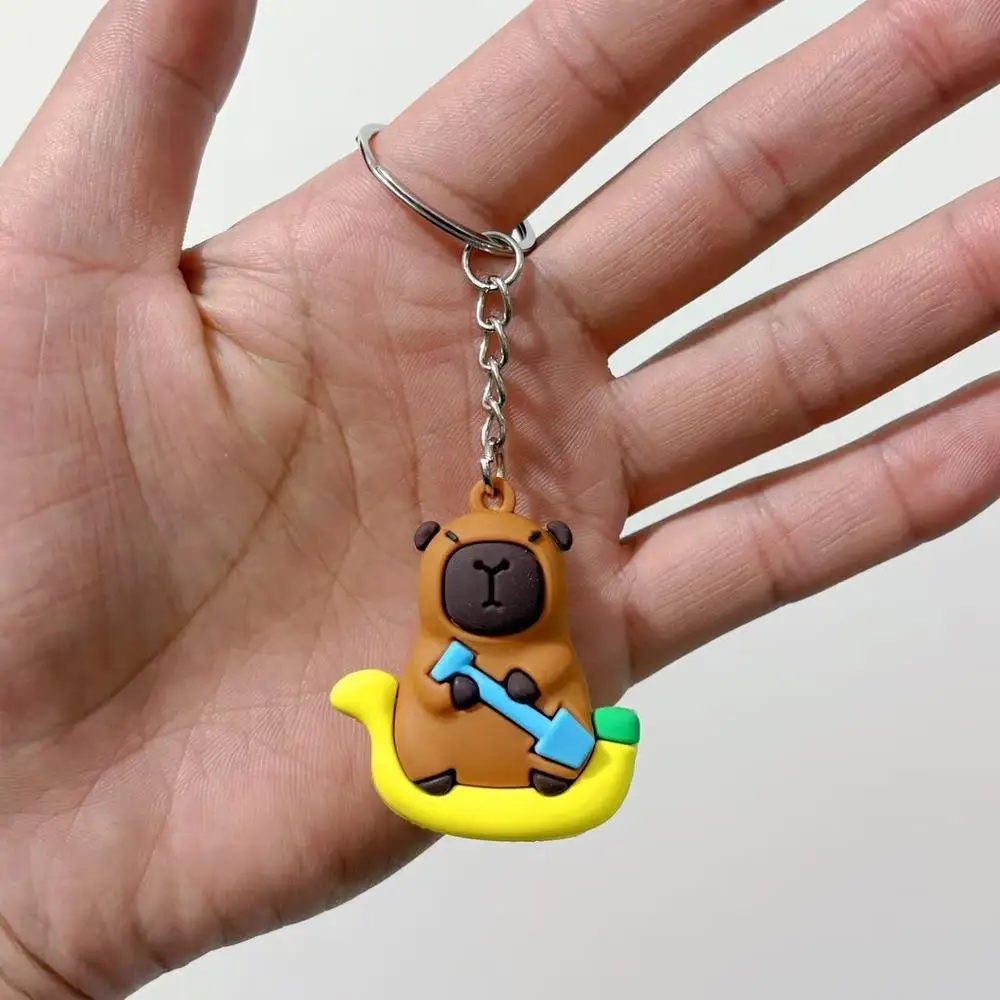Niedliche Capybara Schlüssel bund Puppe Capibala Anhänger Fahrrad Rucksack Schlüssel Handy Anhänger Zubehör hässlich niedlich PVC weichen Gummi