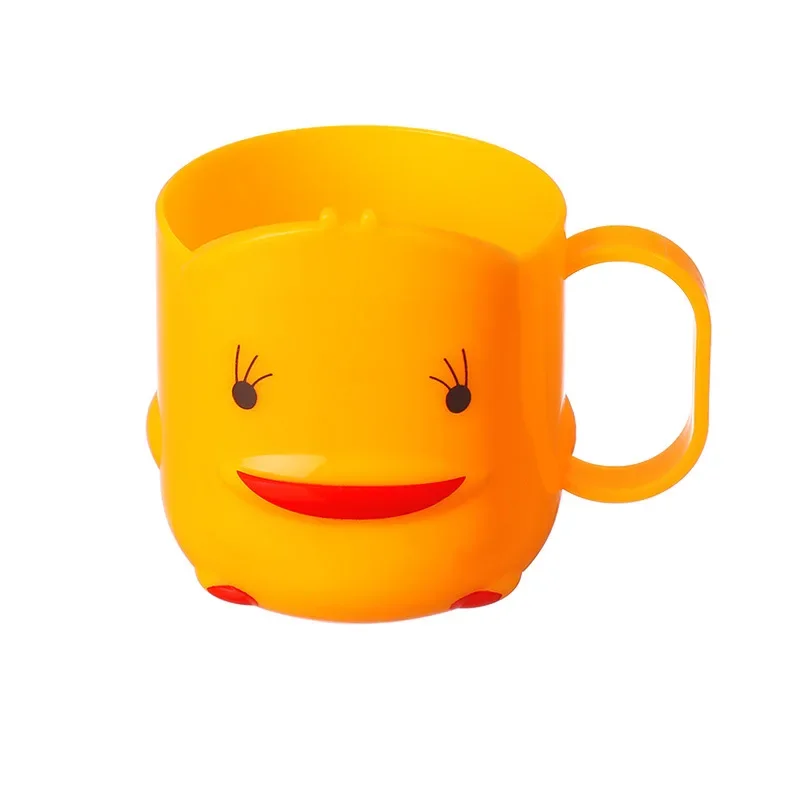 1pc Cute Yellow Duck Cup, Plastic Smile Face Tumbler, Bathroom Rinse Mug, Toothbrush Holder, Durable Water Cup For Home