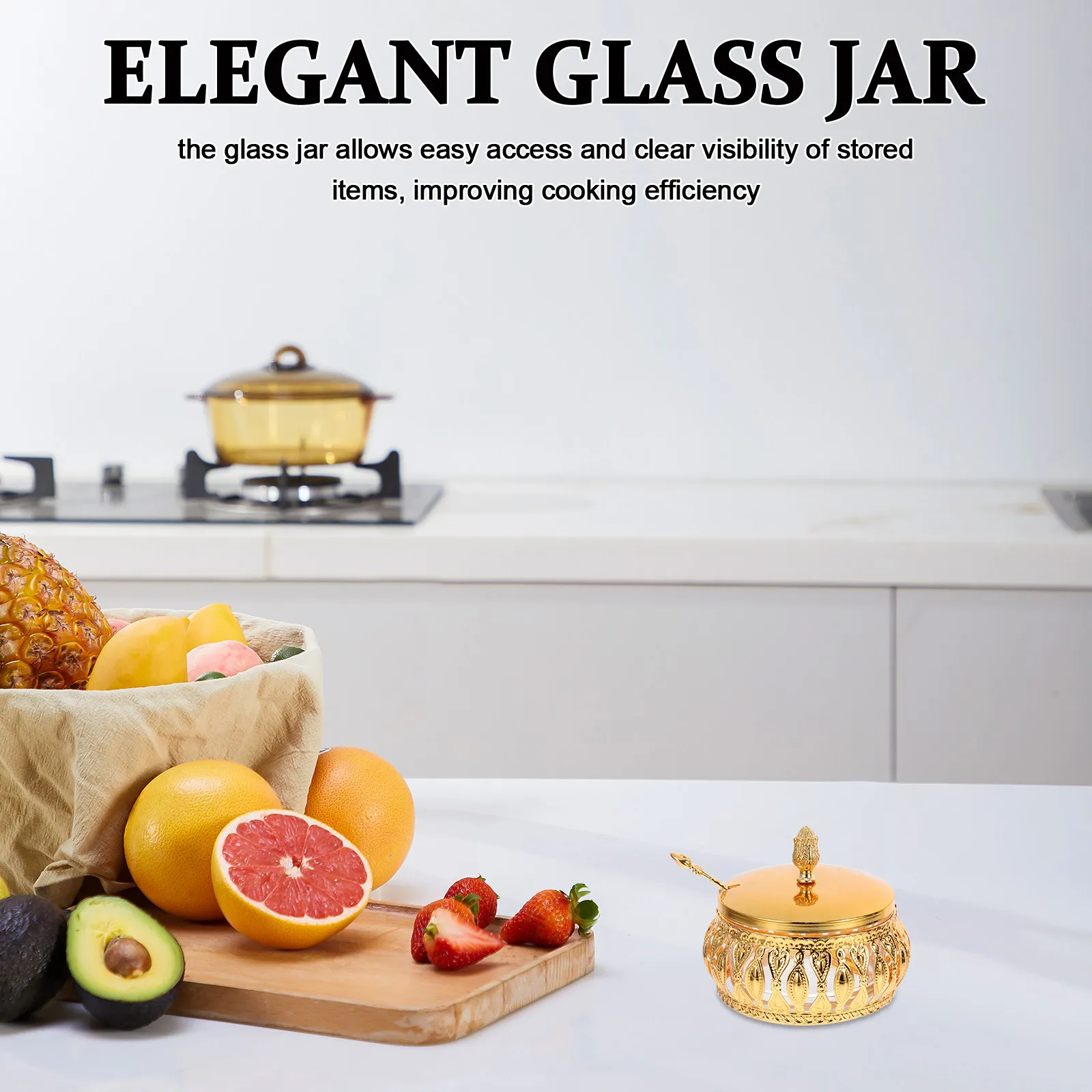 

Decorative Glass Kitchen Spice Jar Airtight Lid Dustproof Glass Canister Candy Storage Container Elegant Sealed Jars for Kitchen