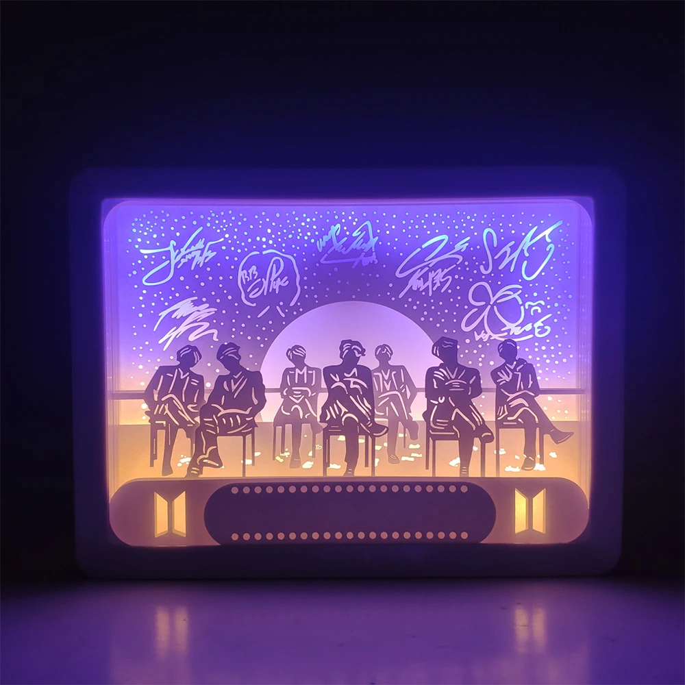 Kpop Idol LED Night Light Box Korean Boy Band Men Team Nightlight Home Decoration Bedside Table Lamp Gift Item For Friends