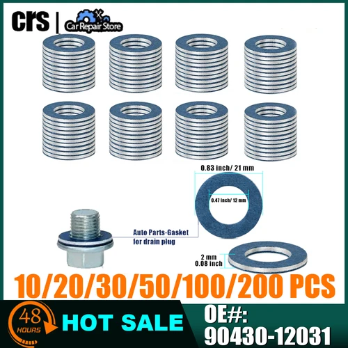 12MM 90430-12031 90430 12031 juntas de tapón de drenaje de aceite de aluminio sellos de arandela para Toyota 4Runner Camry para Scion para Lexus GS
