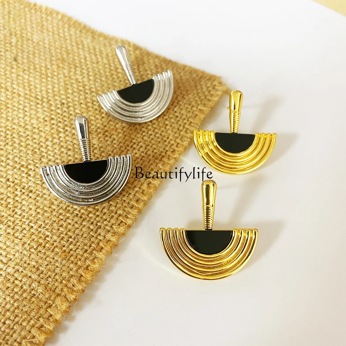 

European and American style French semi-circular stud earrings simple geometric high-end earrings jewelry women