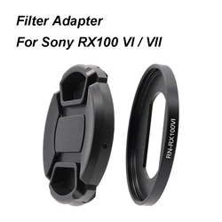 For Sony RX100 VI / Sony RX100 VII 52MM Filter Adapter Ring with Lens Cap 3M Sticker Strap for 52mm UV CPL ND lens hood etc.