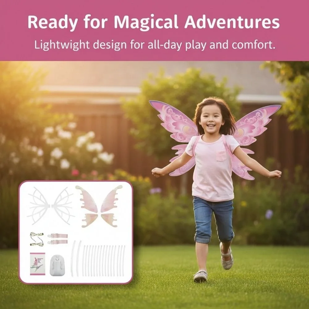 Light Up Electric Fairy Wings with Music with LED Lights Moving Butterfly Wings Gift Elegance Elf Wing Children Toys