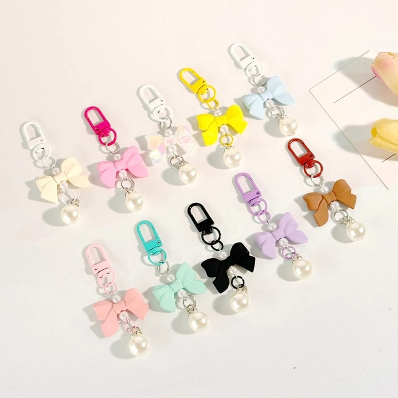 Candy Color Bowknot Pendant Keyring Eye Catching Bowknot Keychain Pendant Accessory for Bags and Keys in Fun Color 10pcs