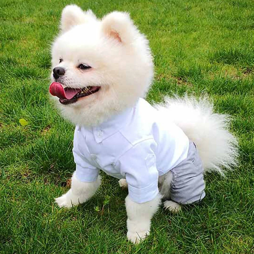 Pet Shirt And Pants Suit Dog Wedding Party Vest Cat Onesie Coat Puppies Outdoor Windproof Thermal Suit Clothes