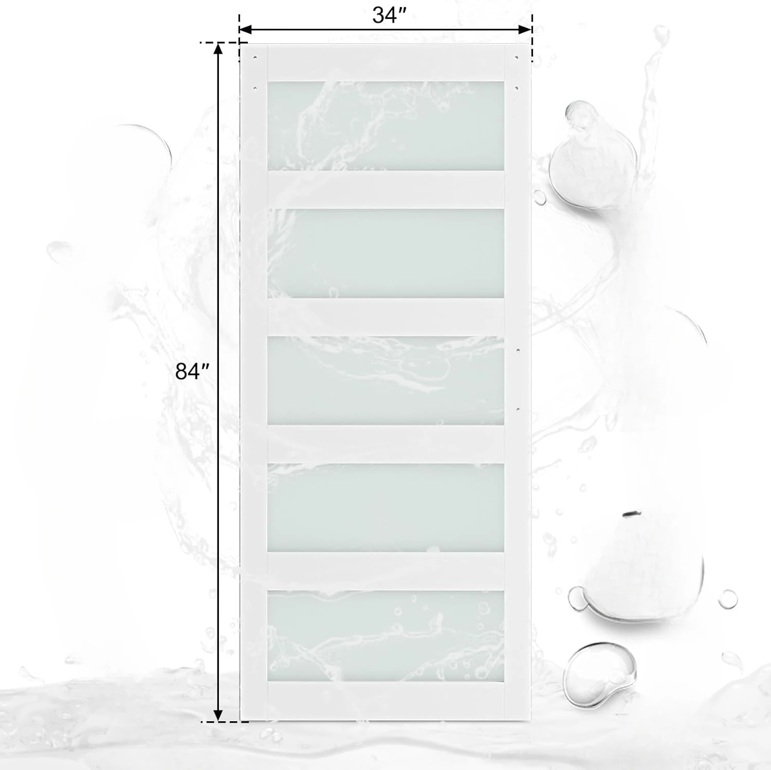 Sliding Hardware Kit & Handle, Pre-Drilled Ready to Assemble, Waterproof PVC Coating, White, 5-Panel Glass