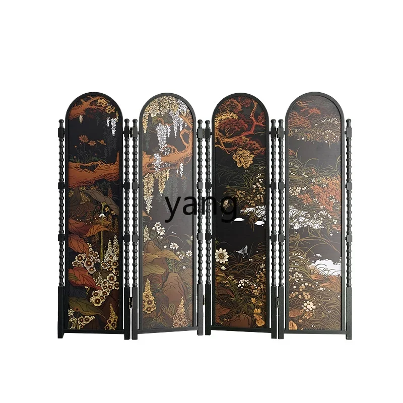 

LHH retro screen partition living room new Chinese small apartment block mobile folding screen