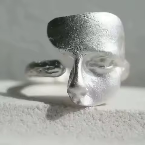 Sam Panda 925 Sterling Silver Mask Ring For Women Gift Frosting Vintage Irregular Personality Punk Jewelry Dropshipping